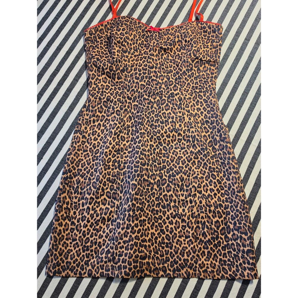 90s Vintage Wet Seal Leopard Fitted mini dress L